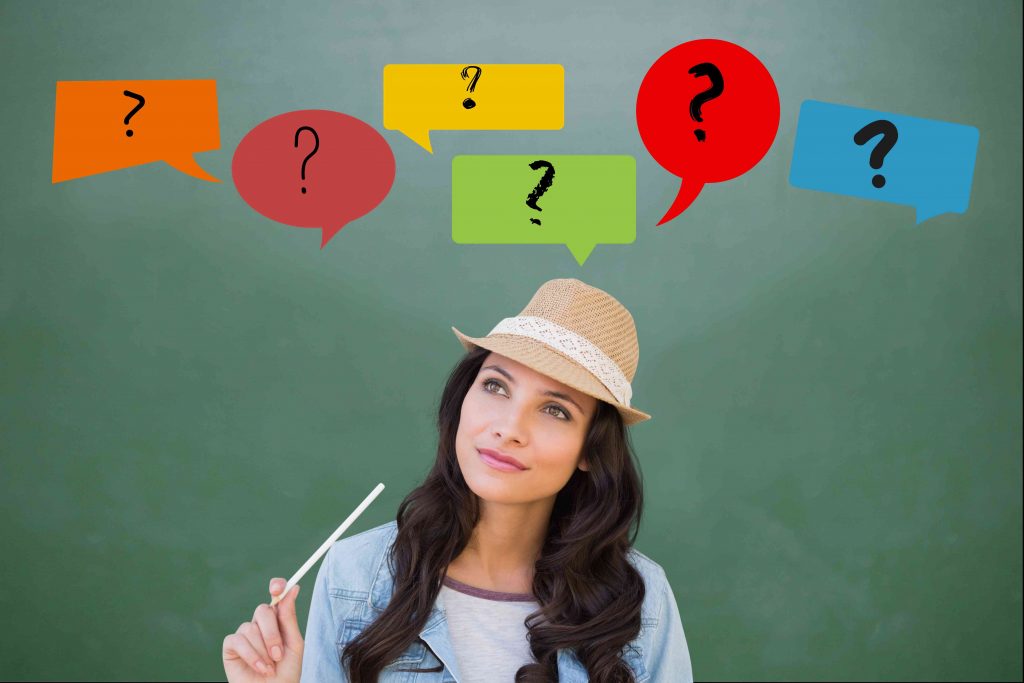 a women thinking head having poster with question mark 